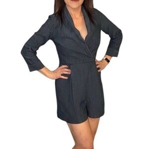 Alice & Olivia Long Sleeve Romper - Size 8 - Blue - Like New